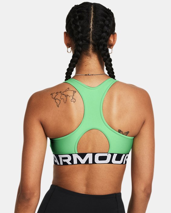 Sujetador deportivo HeatGear® Armour Mid Branded para mujer, Green, pdpMainDesktop image number 1